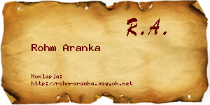 Rohm Aranka névjegykártya